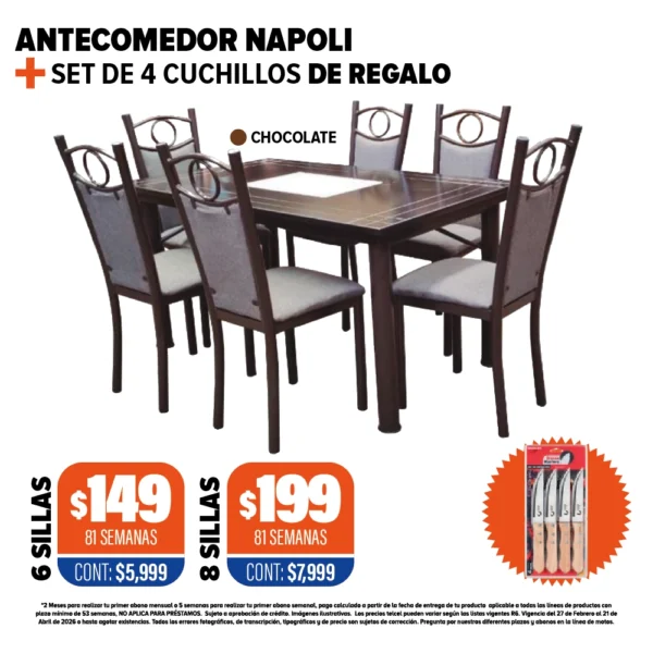 ANTECOMEDOR NAPOLI + SET DE CUCHILLOS DE REGALO