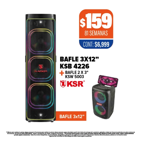 BAFLE 3X12” KSB 4226 + BAFLE 2X3” KSW 5003