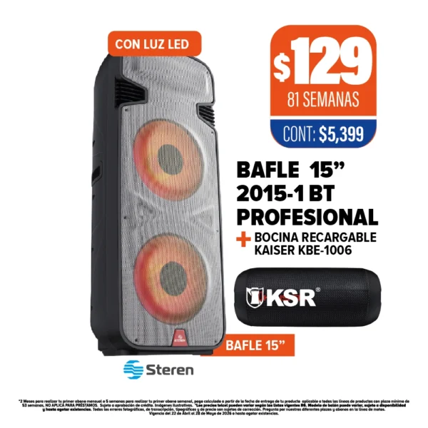 BAFLE 15" 2015-1 BT PROFESIONAL + BOCINA KSR KBE-1006
