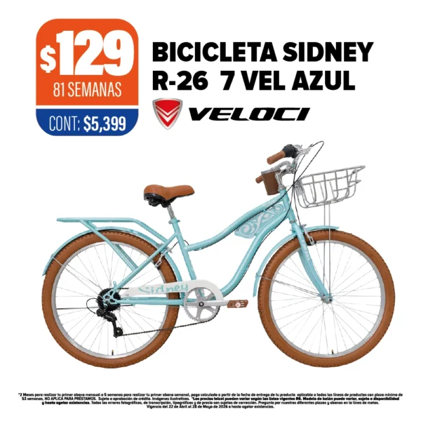 BICICLETA SIDNEY R-26 7 VEL AZUL