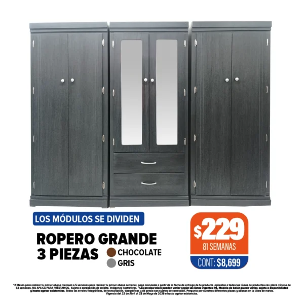 ROPERO GRANDE 3 PIEZAS