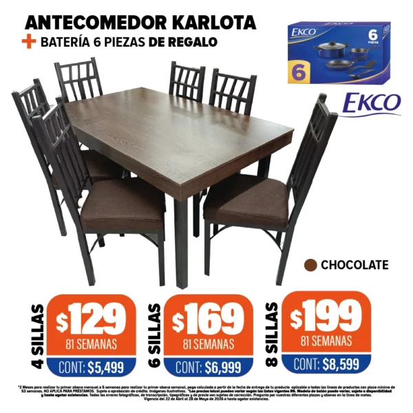 ANTECOMEDOR KARLOTA + BATERÍA 6 PIEZAS DE REGALO