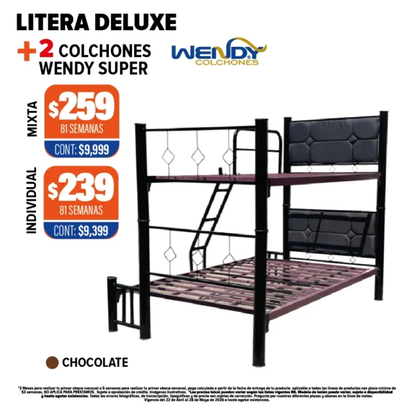 LITERA DELUXE + 2 COLCHONES WENDY