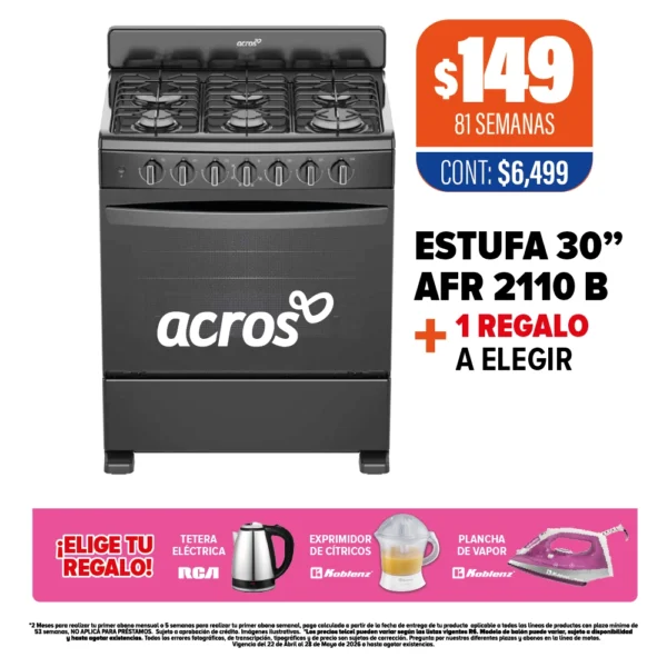 ESTUFA 30" AFR 2110 B + regalo a elegir