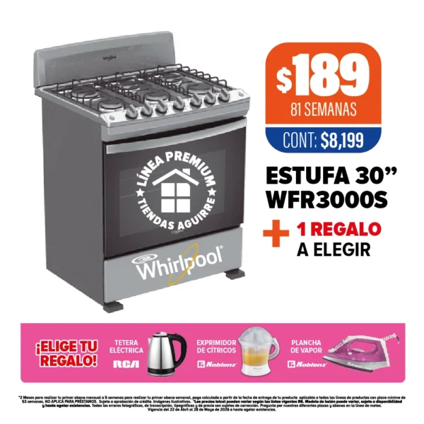 ESTUFA 30" WFR3000S + regalo a elegir