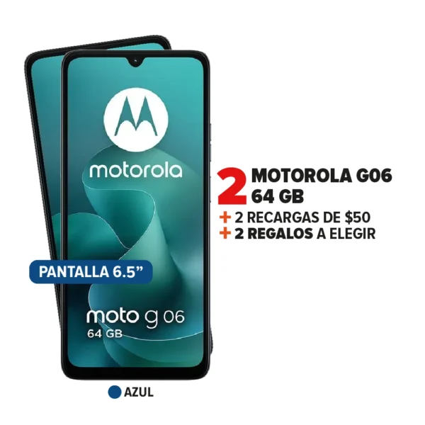2 Motorola G06 + 2 Recargas + 2 Regalos