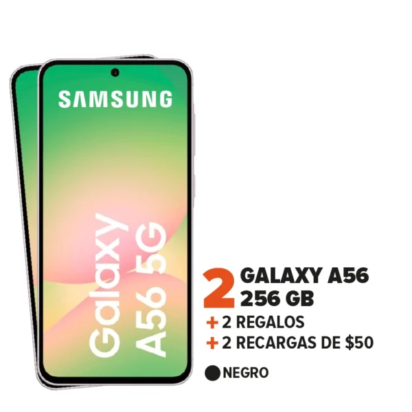 2 Samsung Galaxy A56 + 2 Recargas + 2 Regalos