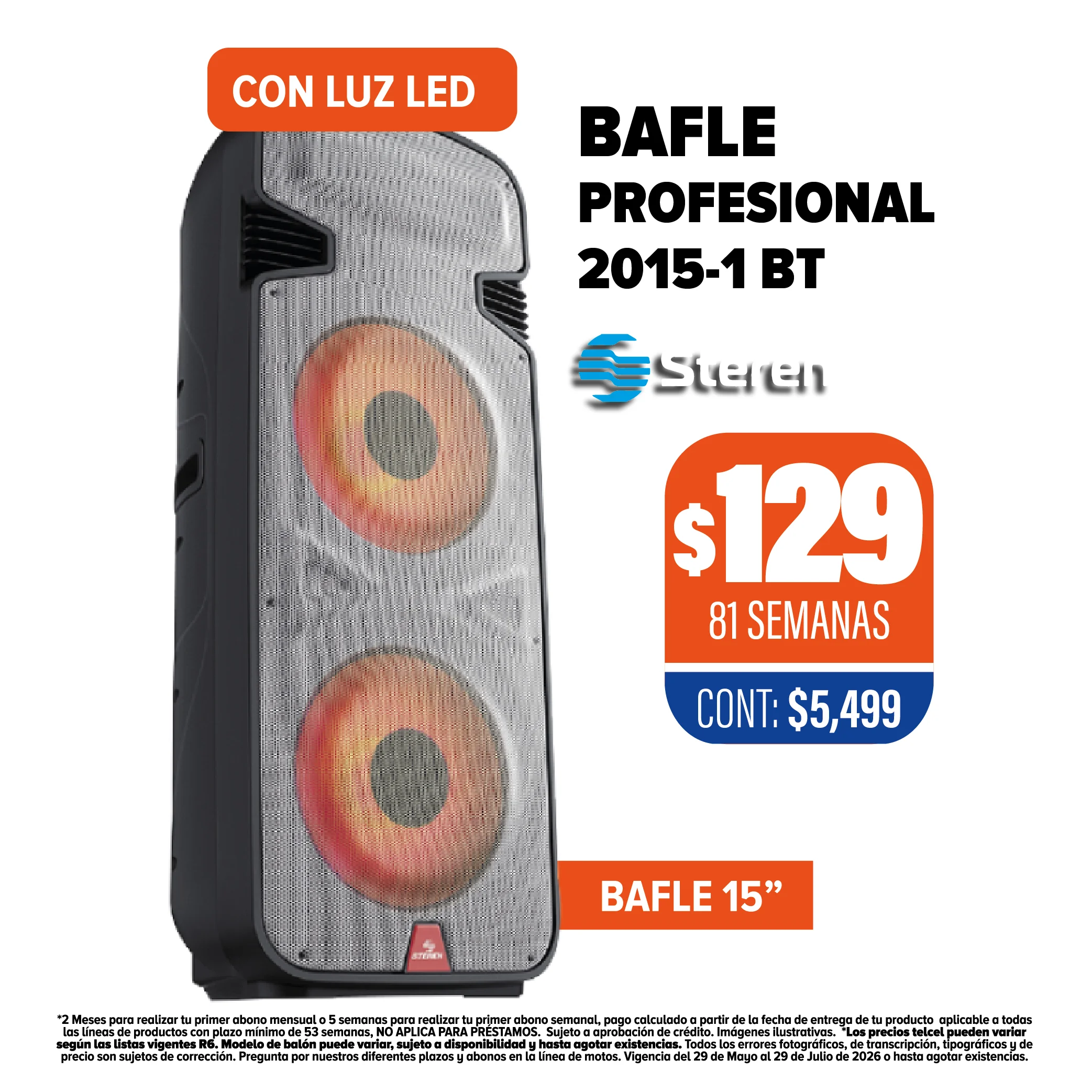 BAFLE PROFESIONAL STEREN 2015-BT