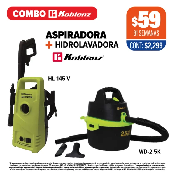 ASPIRADORA KOBLENZ + HIDROLAVADORA