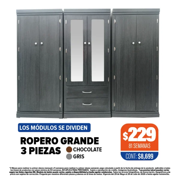 ROPERO GRANDE 3 PIEZAS