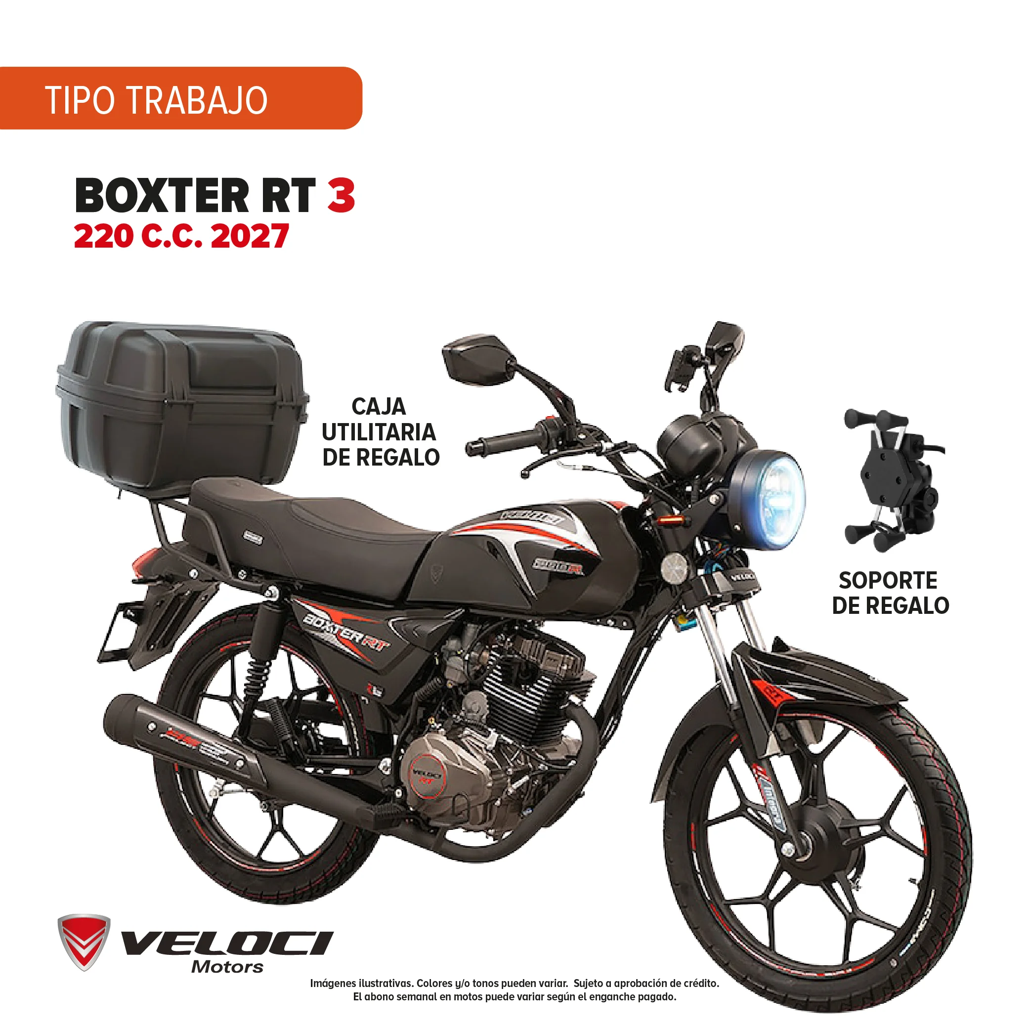 Motocicleta Veloci Boxter RT3 220 C.C. 2027