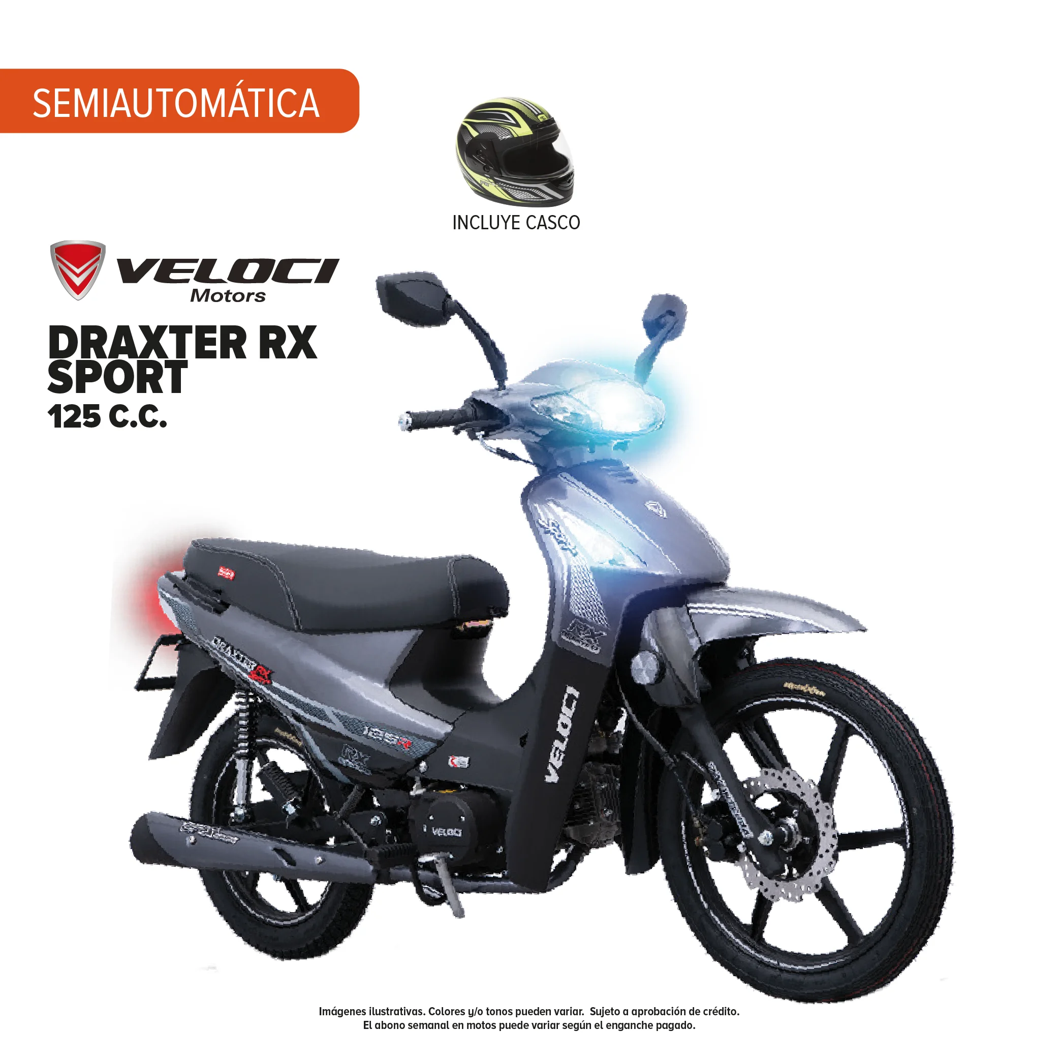 Motocicleta Veloci Draxter RX Sport 125 C.C. 2025 Plata