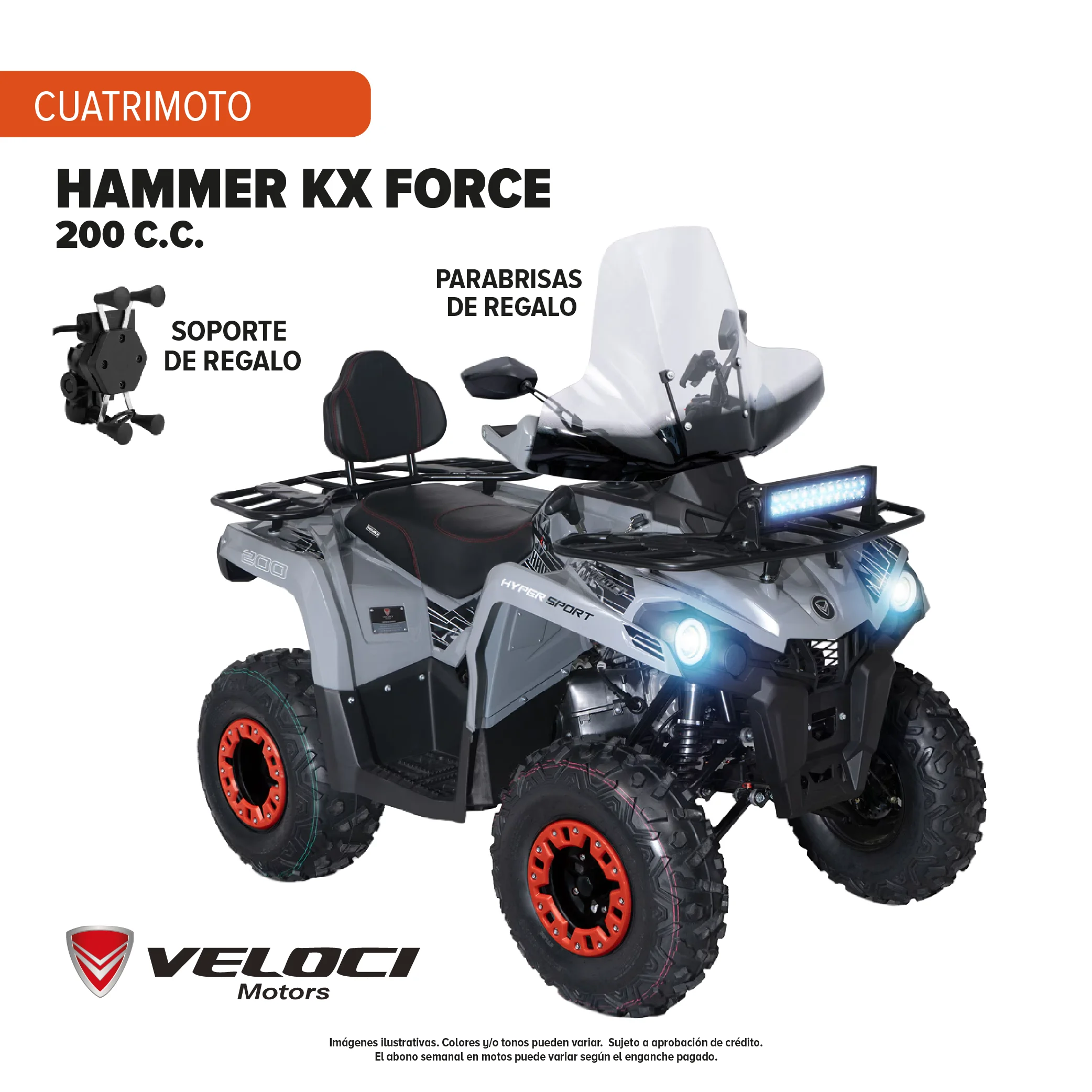 Cuatrimoto Veloci Hammer KX Force 200 C.C. 2027 Gris