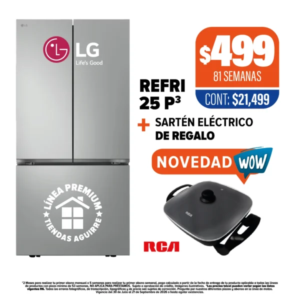 Refrigerador LG 25 P3 + Sartén Eléctrico de Regalo
