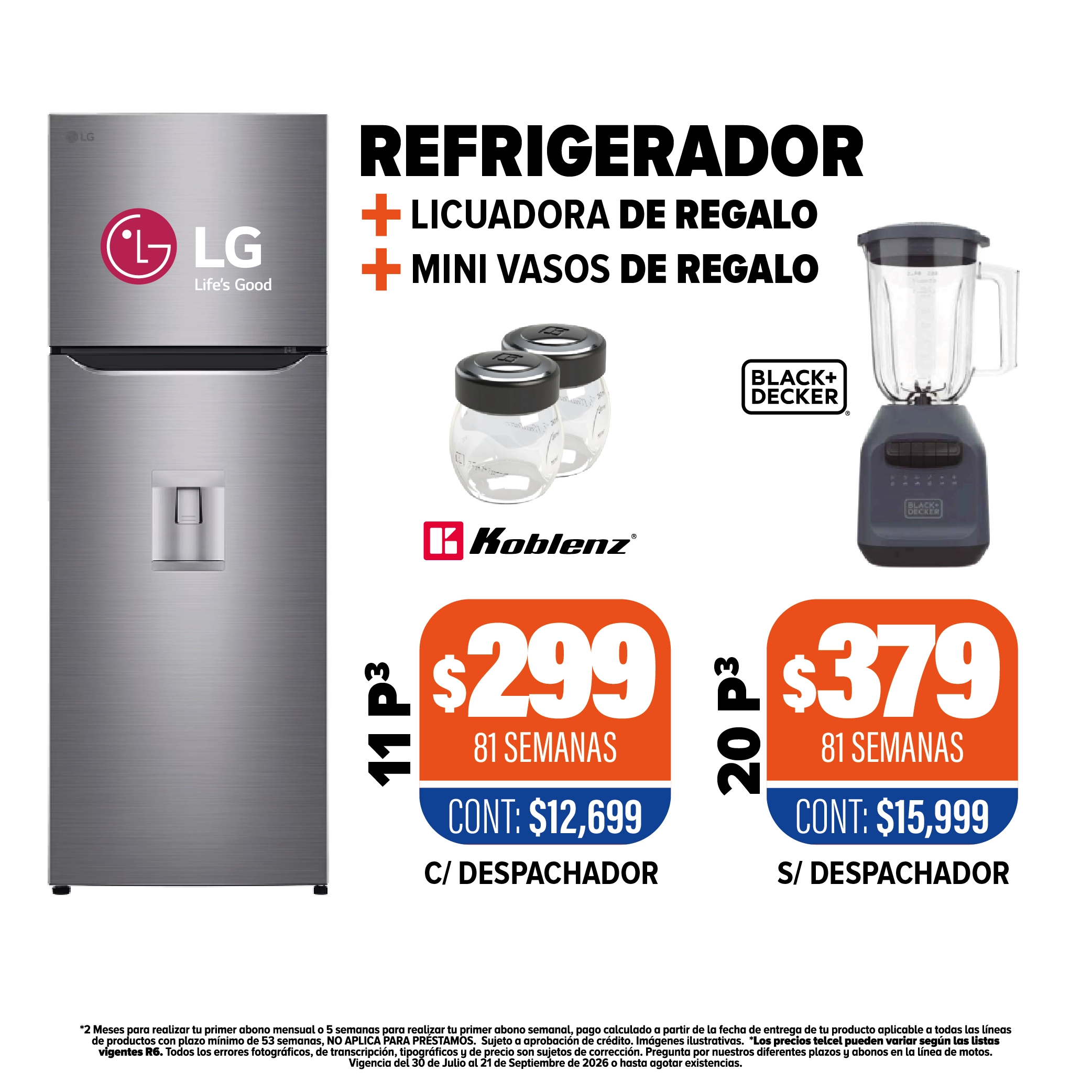 Refrigerador LG + Licuadora y Mini vasos de regalo