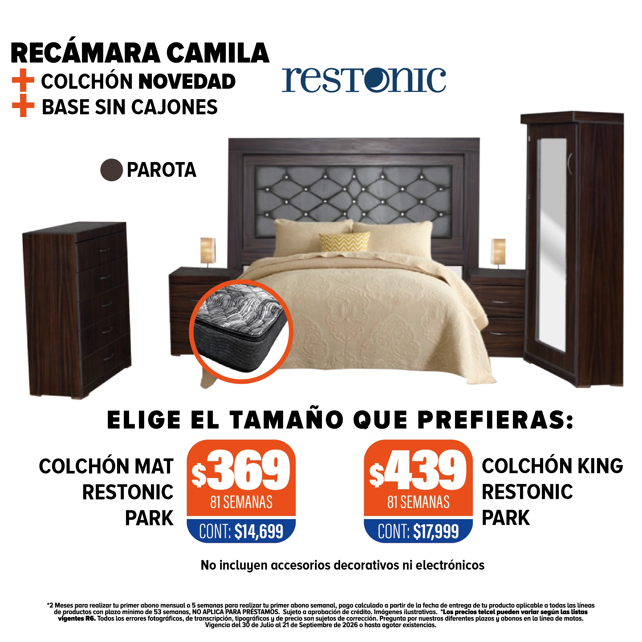 Recámara Camila + Colchón + Base