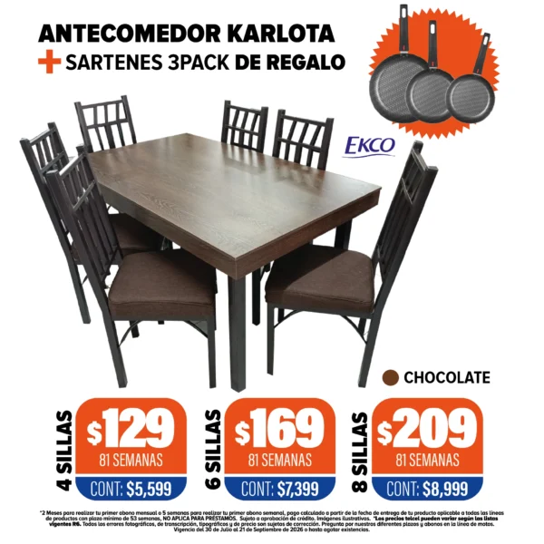 Antecomedor Karlota + Sartenes de Regalo