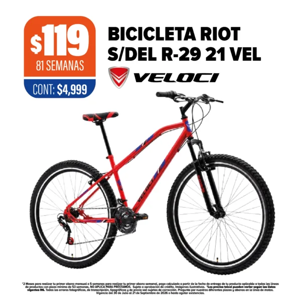 Bicicleta Veloci RIOT R29 21 Vel