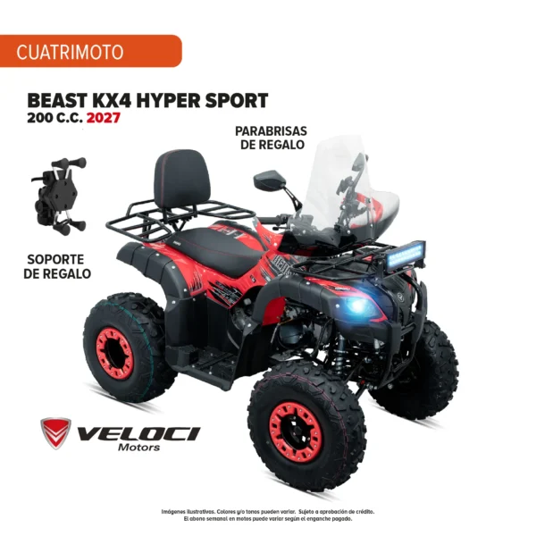 Cuatrimoto Veloci Beast KX4 Hyper Sport 200 C.C. 2027