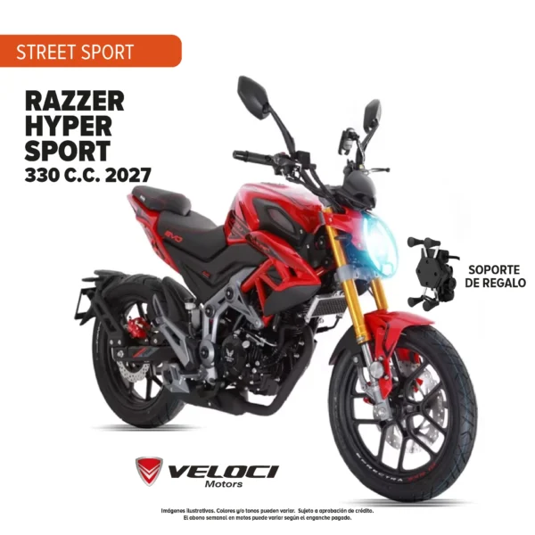 Motocicleta Veloci Razzer Hyper Sport 330 C.C. 2027 Roja