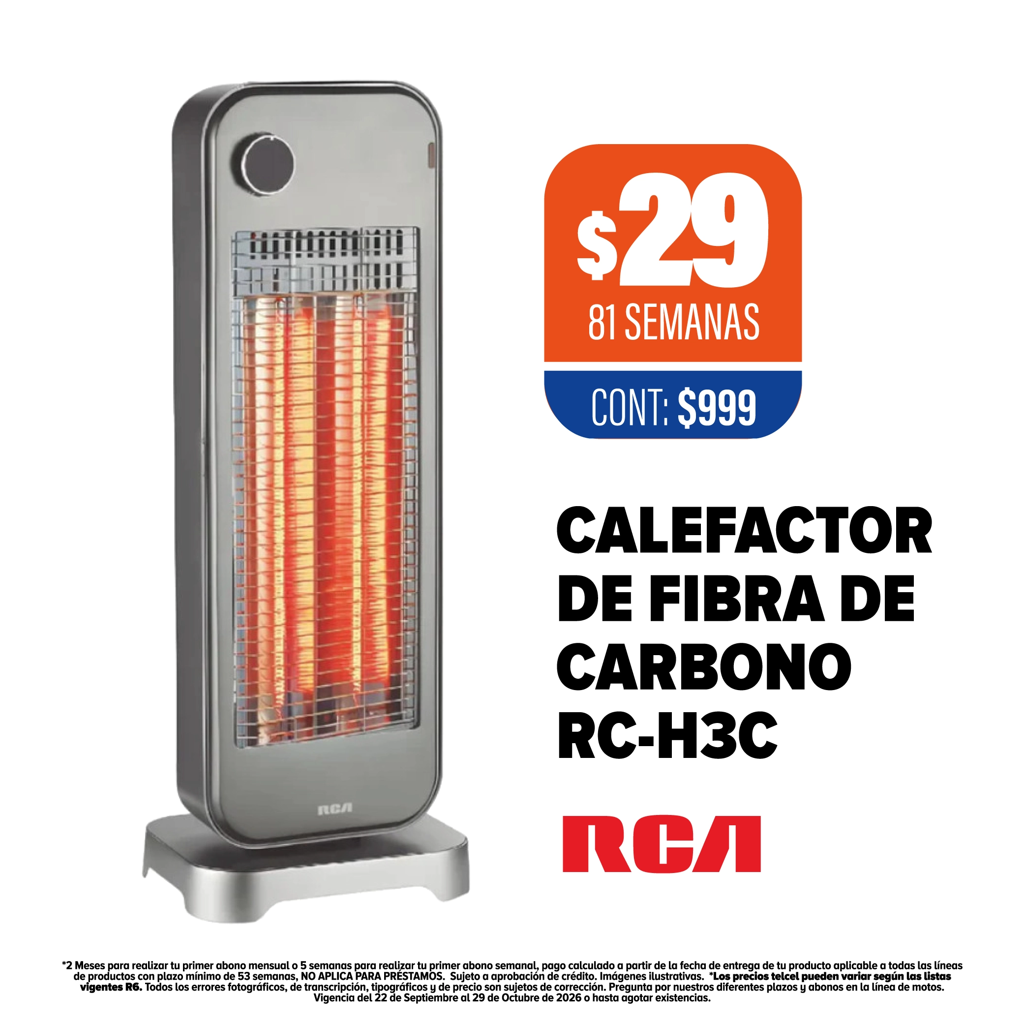 Calefactor de Fibra de Carbono RCA RH-H3C