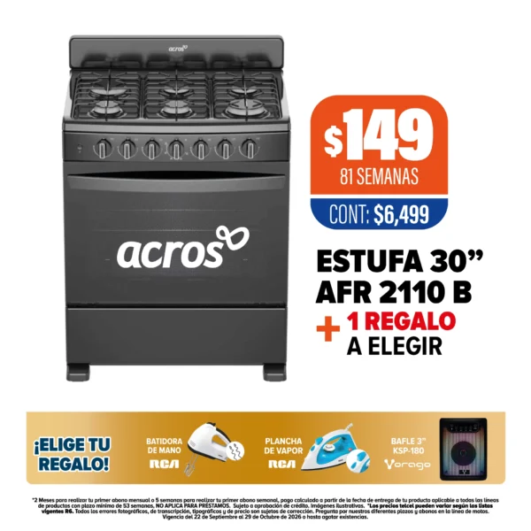 Estufa 30” Acros + Regalo a elegir