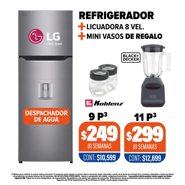 Refrigerador LG + Licuadora + Mini Vasos