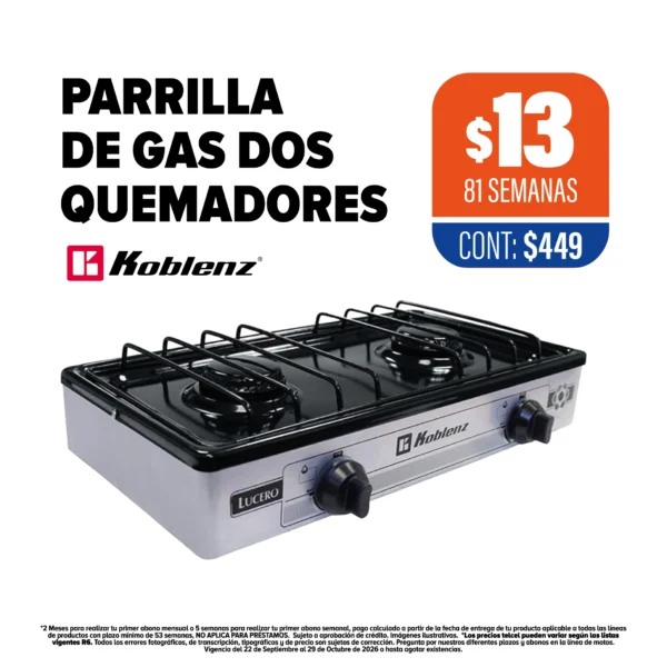 Parrilla de Gas dos quemadores Koblenz