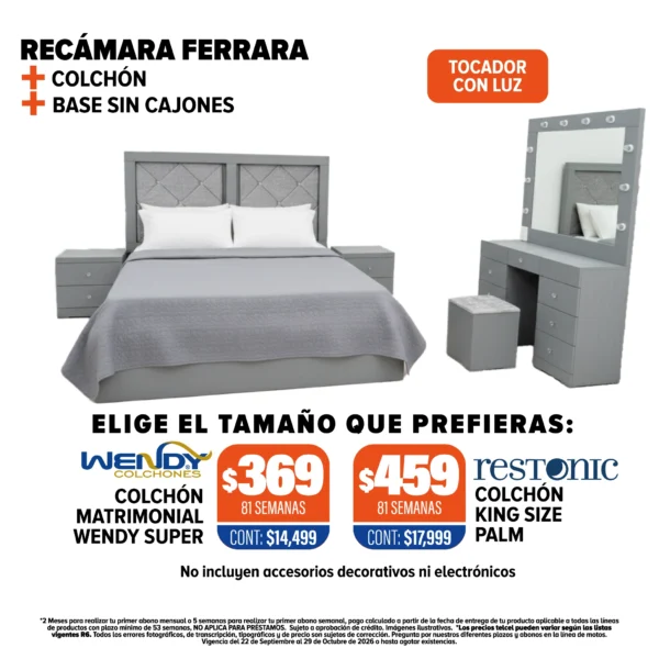 Recámara Ferrara + Colchón + Base