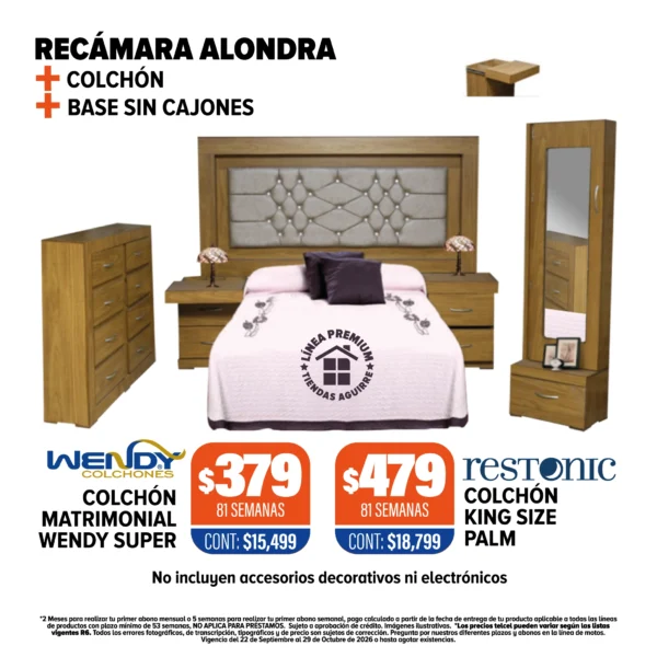 Recámara Alondra + Colchón + Base