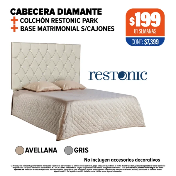 Cabecera Diamante + Colchón + Base