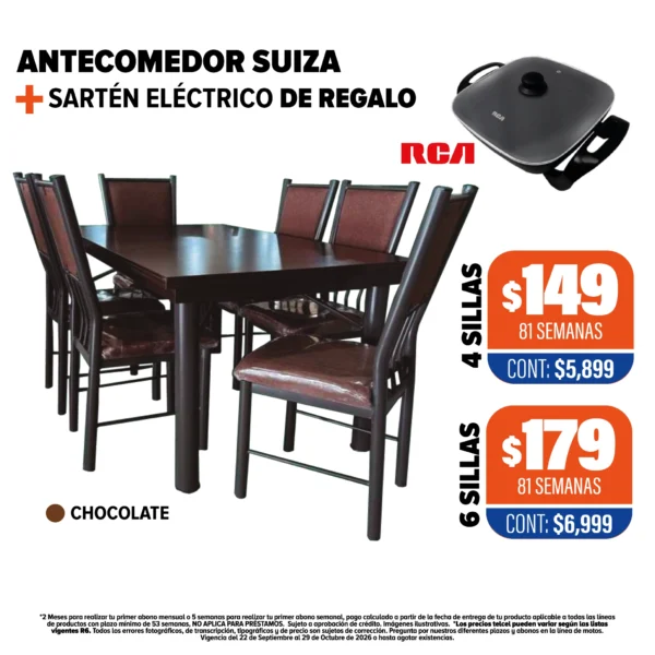 Antecomedor Suiza + Sartén eléctrico de regalo